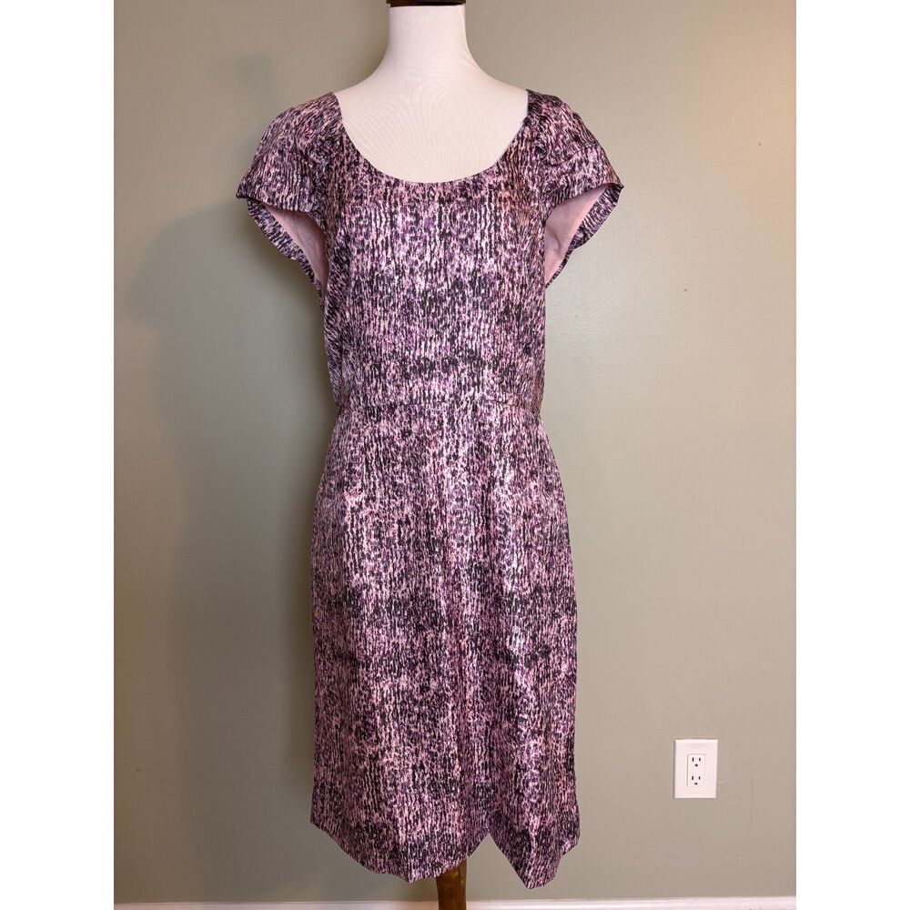 Banana Republic 100% Silk Sheath Dress Size 16 Watercolor Abstract Career Work